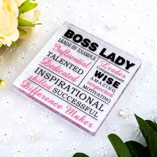 Best Boss Gifts for Women Boss Lady Gifts for Women Hot Pink Office Decor Bosses Day Gift for Bosses Female Desk Decorations for Woman Office Inspirational Appreciation Paperweight Job Promotion