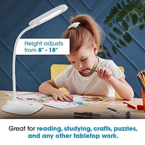 OttLite ClearSun LED Soft Touch Desk Lamp White - 3 Brightness Levels, Natural Daylight, Flexible Neck