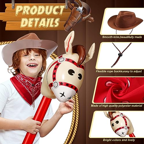 Kids Cowboy Hats Party Bandanas - Multicolor Felt & Plastic Cowboy Accessories for Kids & Kids' Parties