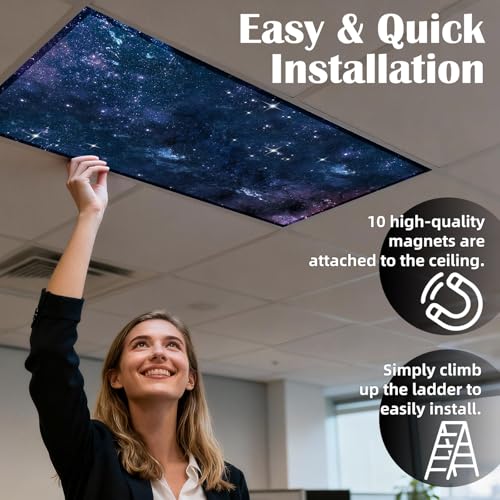 ANGSYLTH 8 Pcs Fluorescent Light Covers, 4x2 Feet Fabric for Ceiling