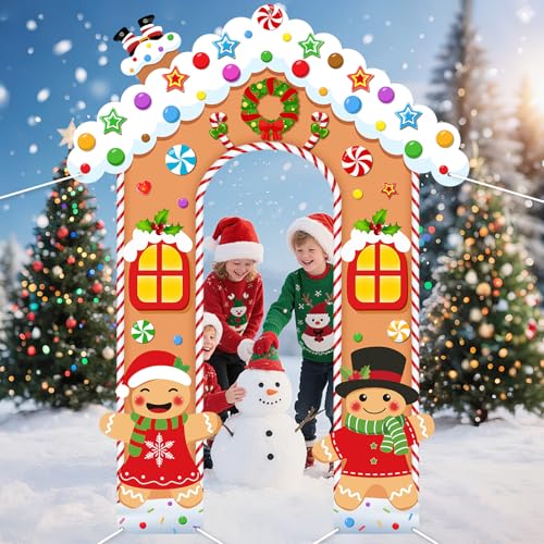 Sereliy Ginger.House Christmas Gingerbread Door Decorations - Holiday Photo Backdrop