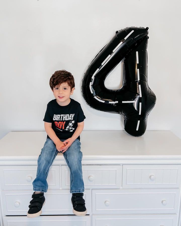 Race Car 8 Balloon, Number Balloons 40 Inch, 8th Black Birthday Decorations for Boys, Racing Party Decorations Birthday Balloons, Number 8 Balloon