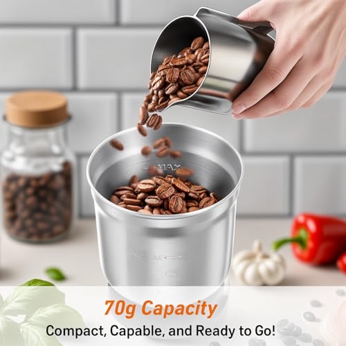 Secura Electric Coffee and Spice Grinder - Stainless, 2 Removable Bowls