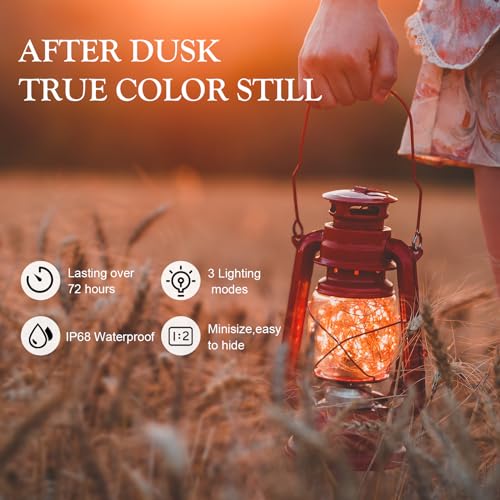 Aogist Led Fairy Lights 3 Modes Battery Operated String Lights Waterproof Silver Wire 7 Feet Firefly Starry Moon Mason Jar Lights for DIY Wedding Party Christmas (6-Colors, 12 Pack)