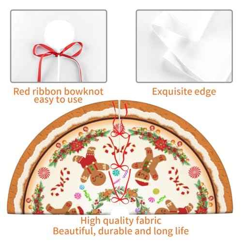 Gingerbread Man Christmas Tree 36 Inch Christmas Tree Skirt Carpet Mat Funny Party Soft Cover Mat Decor Supplies for Xmas Halloween Decorations Occasion Farmhouse