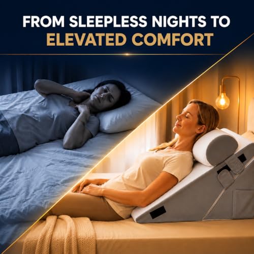 Adjustable 10-in-1 Wedge Pillow Set for Sleep Apnea Acid Reflux Back Support