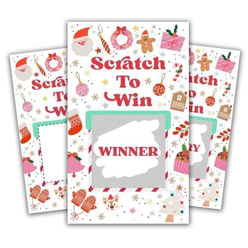 Christmas Scratch Off Cards, Xmas Party Scratch Games Adults Groups, Winter Holiday Party Games For Christmas Party, A05