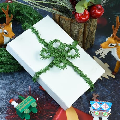 Jeyeou 108Ft Green Artificial Pine Garland 0.38in Thin Wired Christmas Decor