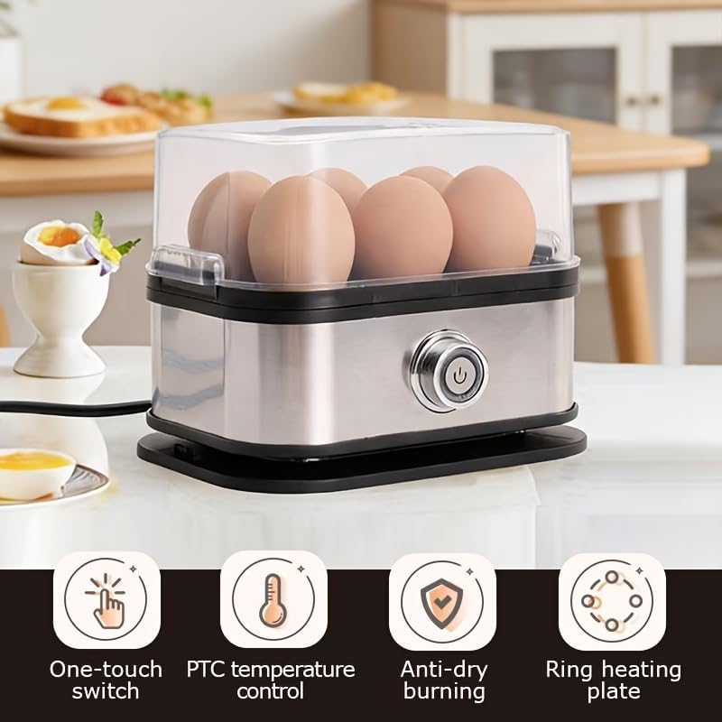 Rapid Egg Cooker - Electric 6-Egg Capacity | Soft, Medium, Hard Boiled & Poached Eggs, Auto Shut-Off, BPA Free