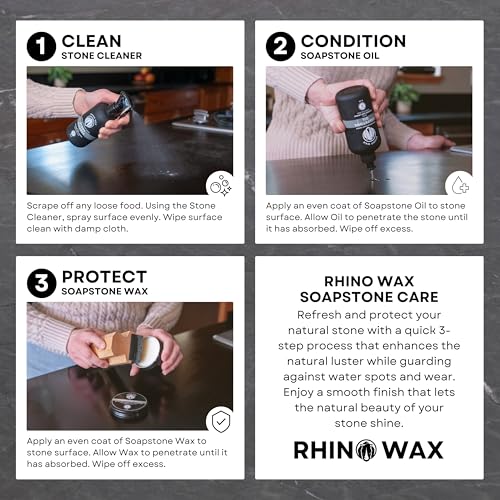 Soapstone Care Kit with Cleaner, Oil, Wax, Scraper & Applicator for Natural Stone Surfaces