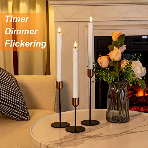 Homemory 6 Pack White Flameless Taper Candles with Remote & Timer - 9.6 Inch LED CandleSticks for Holiday Decor
