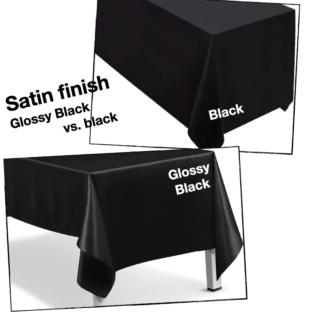 Urby Extra Large Table Cloths. 8+ft Rectangle Tables That Seats 8-10 Person, Ideal for Events Like Banquet, Weddings and Restaurants. Machine Washable Reuseable. Glossy Black. 90x156in.