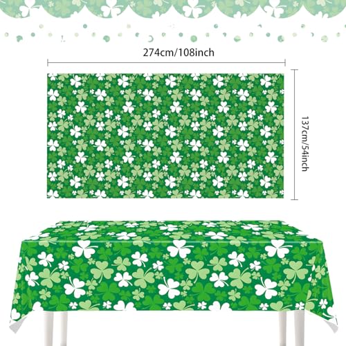 2 Pack St. Patrick's Day Tablecloth Disposable Plastic 54x108'' Table