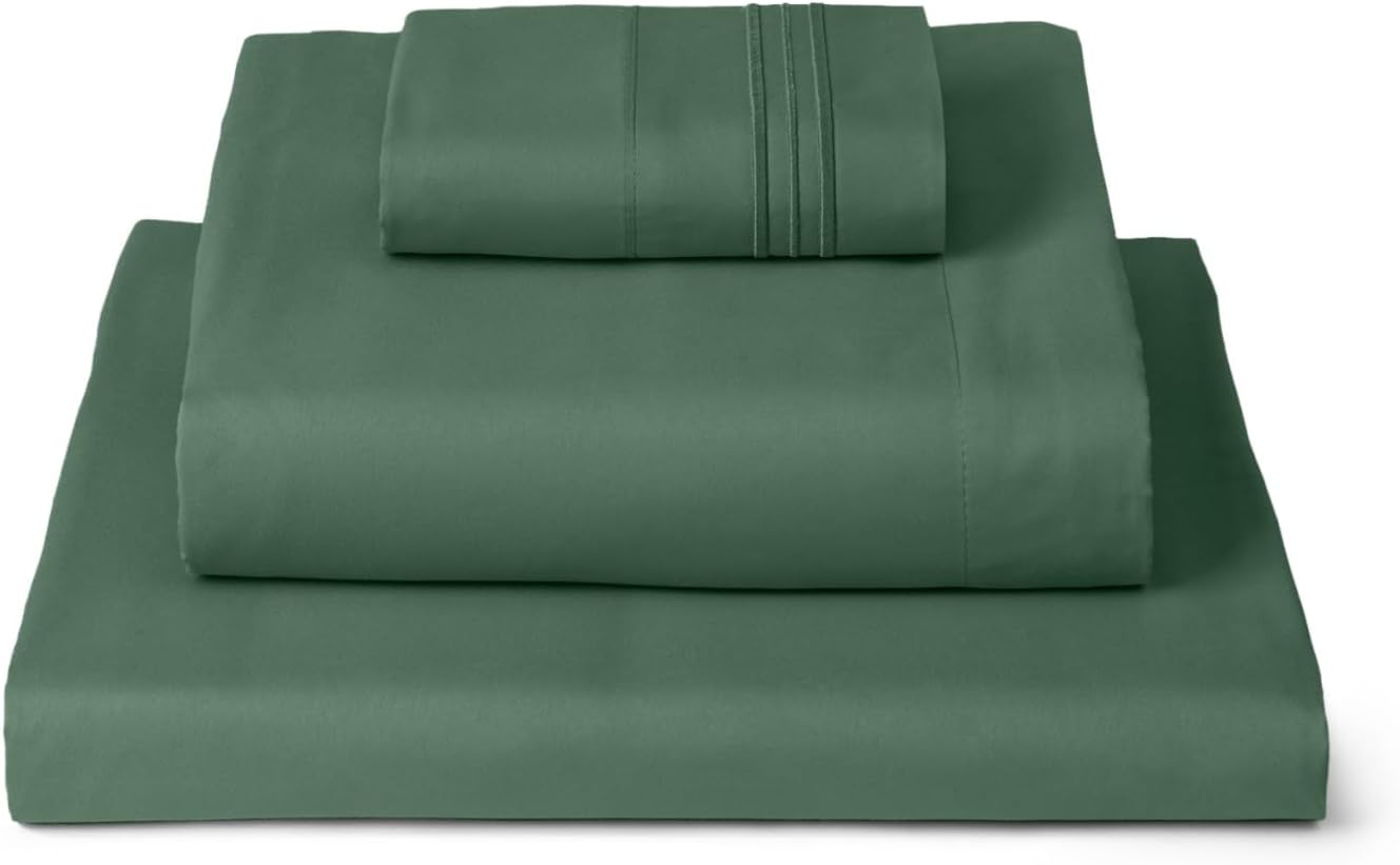 Mellanni Twin Sheets Set | 3-Piece Iconic Collection - Hotel Luxury, Extra Soft, Cooling, Stain Resistant (Emerald Green)