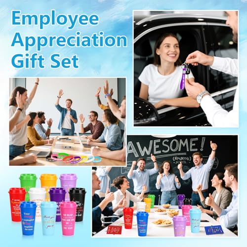 Team Gift Set - 141Pcs 20-Count Employee Appreciation Kit with 16oz Tumblers, Notebooks, Pens, Bracelets, Keychains, Cards
