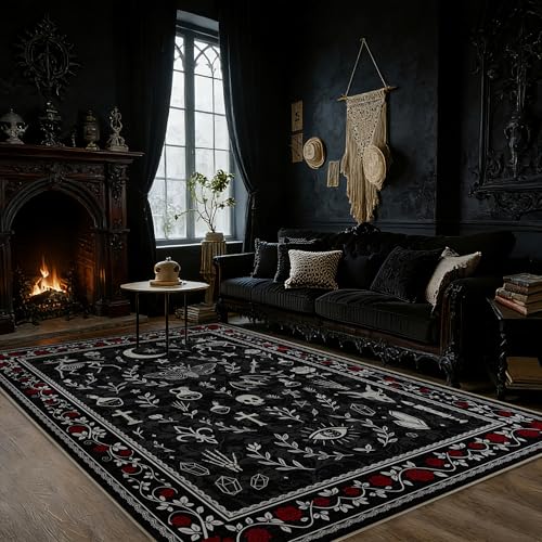 Lvsoamz Gothic 5x7 Area Rug Dark Academia Machine Washable, Rectangular