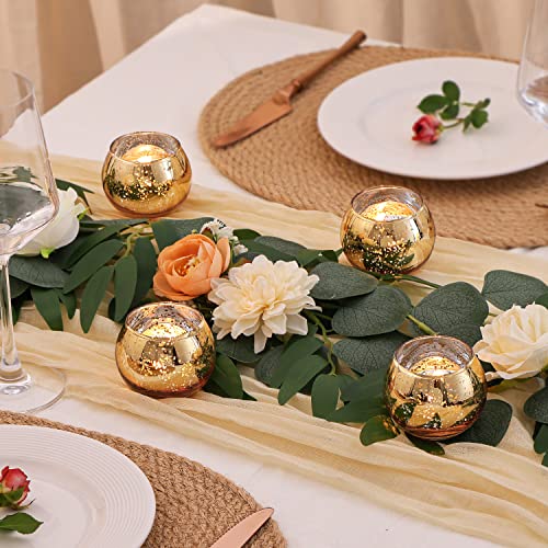Volens 24 Pack Gold Votive Candle Holders for Table Centerpieces - Elegant Decor