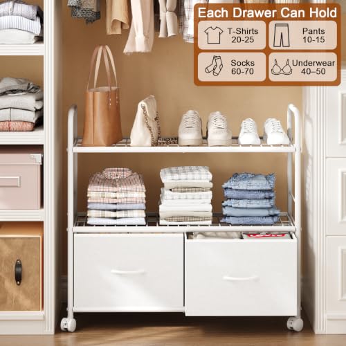 Heavy-Duty Metal Closet Organizer with Fabric Drawers - 3-Tier Storage