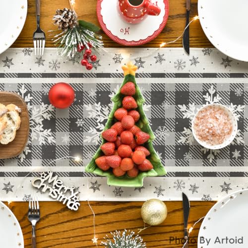 Artoid Mode 13x48 Inch Snowflakes Table Runner, Silver, Polyester