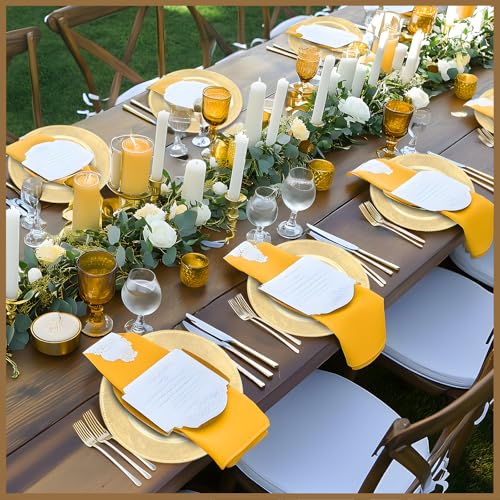 50 PCS Gold Foil Beaded Charger Plates Round Table Decor Bulk Set