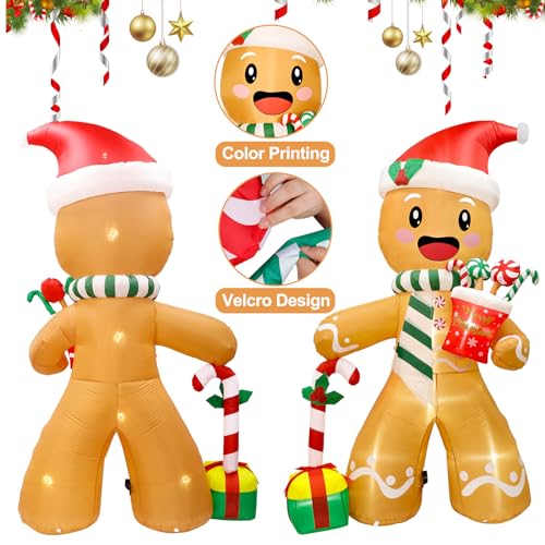 Fayavoo 8FT Christmas Inflatable Gingerbread Man with LED Lights Outdoor Decorations