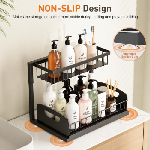 Under Kitchen Sink Organizer, Metal Pull Out Bathroom Organizers and