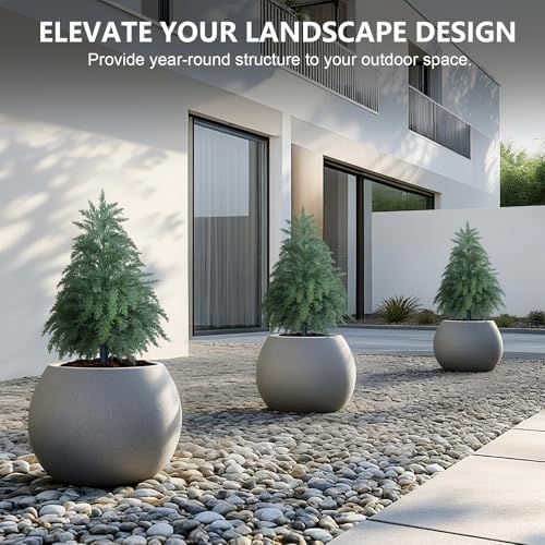 Artificial Cedar Topiary Trees with Pots - 2 Pack, 2 Feet Tall, Realistic & Eco-Friendly