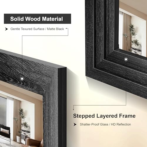 Wooden Black Framed Bathroom Vanity Mirror - 24x36, Rustic Farmhouse Style - Variation of Wooden Black / 36"L x 24"W