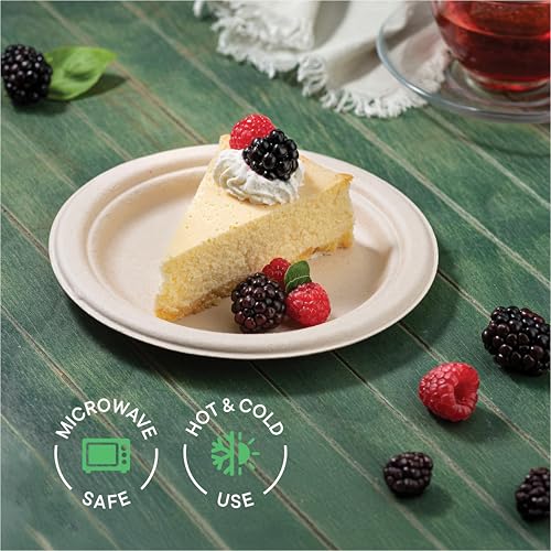 7-Inch Compostable Sugarcane Plates - 1000 Pack, Heavy-Duty Eco-Friendly Disposable Dinnerware - Variation of THIS listing