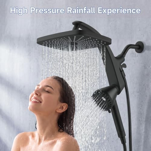 Black Filtered Handheld Shower Head with High Pressure Rainfall & 6 Spray Modes
