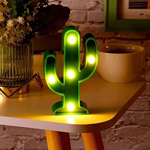Jutom 4 Pieces LED Cactus Light up Mexican Party Decorations Cactus Fiesta Table Decor Cinco De Mayo Supplies Cute Night Lamp for Table Bedroom Party Supplies(4.72 x 2.76 Inch)