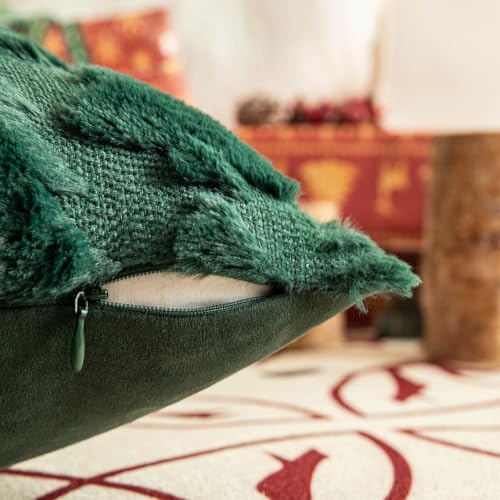 AQOTHES Set of 2 Christmas Tree Green Throw Pillow Covers 24x24 - Holiday Home Decor