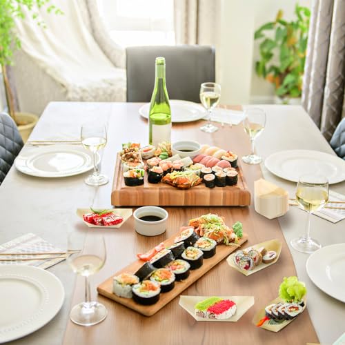 Disposable Bamboo Sushi Boat Plates - 500 Pack for Appetizers & Party Events