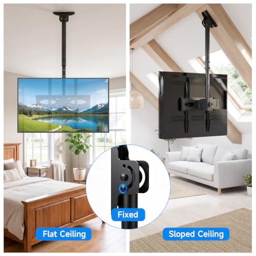Rfiver Single Ceiling TV Mount for 32-70 Inch Flat & Curved Screens - Sloped Ceiling Bracket
