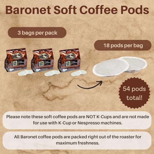 100% Colombian Coffee Pods - Baronet 8g Single Serve Coffee, 54 Pods