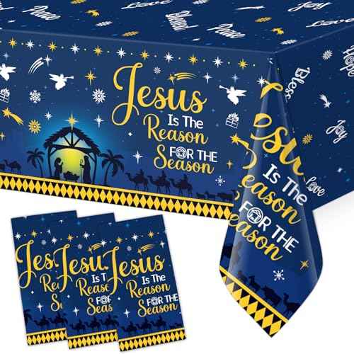 Fancy Land Nativity Tablecloths 3 Pack Christmas Tablecloths 54 x 108 Disposable Table Cover Disposable Tablecloths Religious Christmas Party Decoration