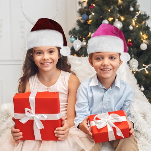 Tokforty Santa Hats for Kids Plush Unisex Xmas Hat - Green