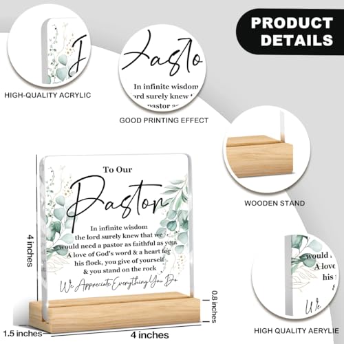 Pastor Appreciation Gift Acrylic Sign Christmas Christian Pastor Giftsr for Women Men Pastor Wife Appreciation Gifts Home Office Decor