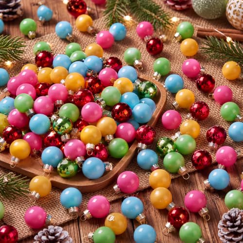 Civaner 0.8" 80 Pcs Mini Colorful Glass Christmas Ornament for Tree