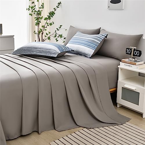 Full Size Striped Comforter Set - 7 Piece Bed in a Bag Light Blue