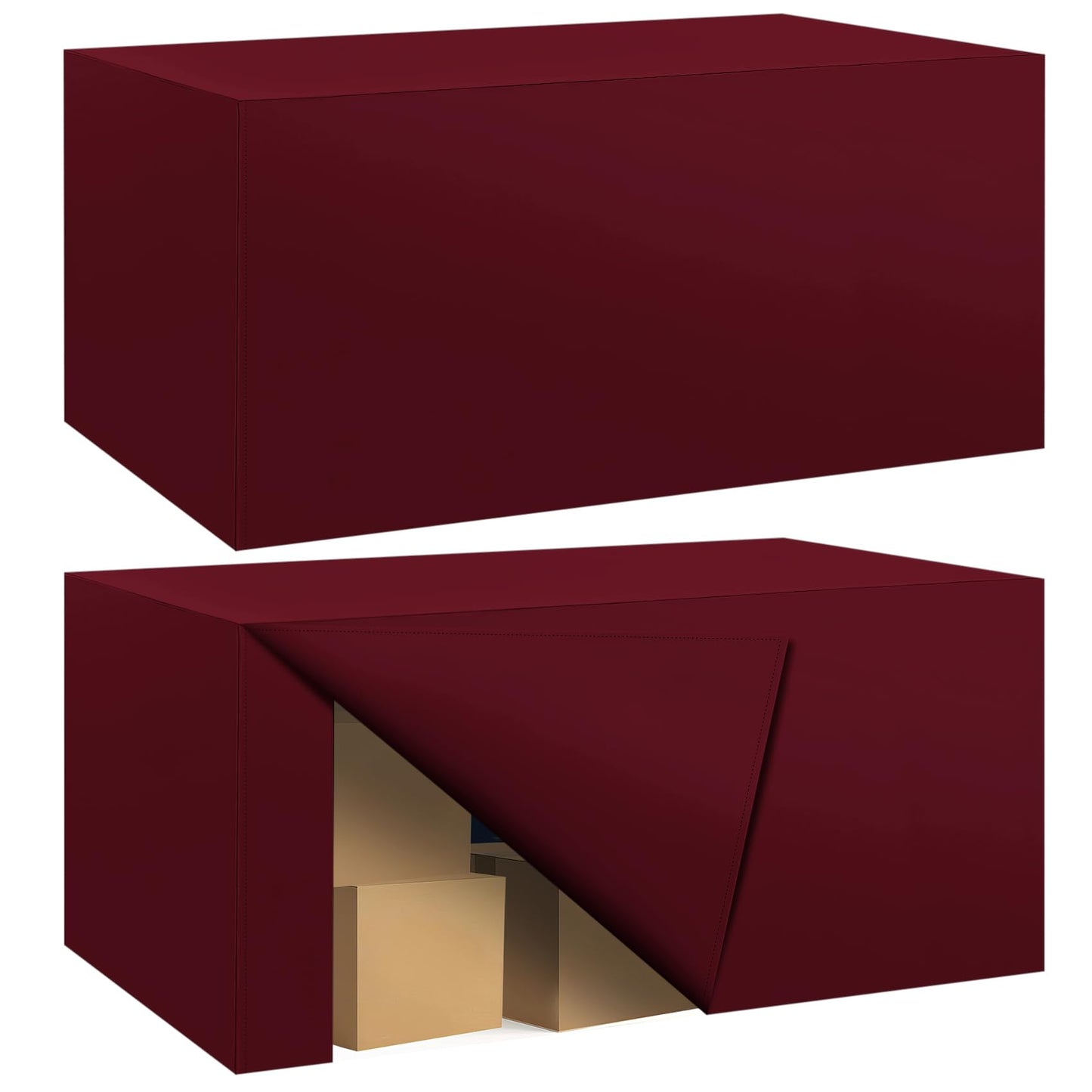 Ascoza 2 Pack Fitted Tablecloth for 6 Foot Rectangle 72 x 30 Inch Burgundy Table Covers Water Resistant Polyester Cloth for Folding, Parties,Display, Trade Show (Burgundy)