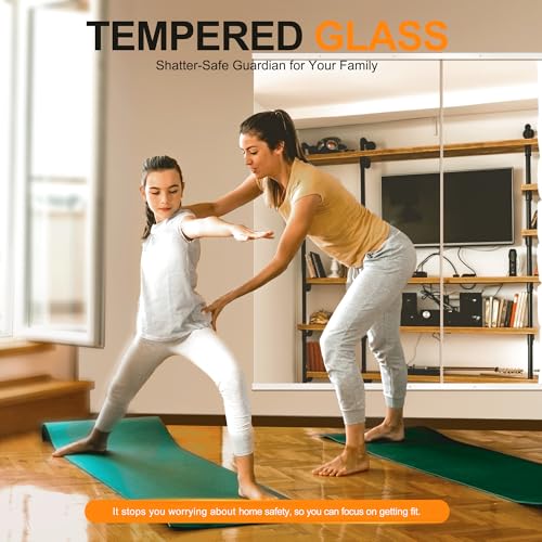 Delma Frameless Full Body Gym Mirrors 54 x 30 Inches, 2 Pack, Tempered Glass Wall-Mounted