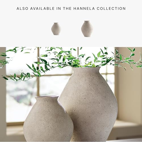 Signature Design by Ashley 12-Inch Tan Ribbed Resin Decorative Vase - Handcrafted Look