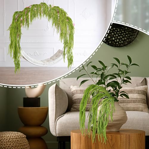 Artificial Amaranthus Flowers - Green, 24 Inch, 12 Pcs for Wedding & Decor - Faux Cascading Plants