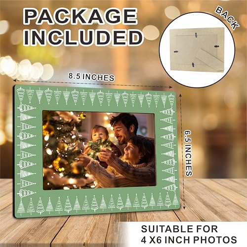 Christmas Photo Frame Fits The 4x6 Inches Picture - Christmas Wooden Frame Decoration For Home Office Party - Merry Christmas Tree Decorative Keepsake - Holiday Picture Frame For Gifting(Green) - A06