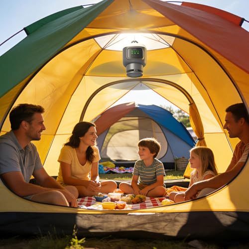 Portable Ceiling Fan with Light and 12000mAh Battery - Wireless Camping Fan