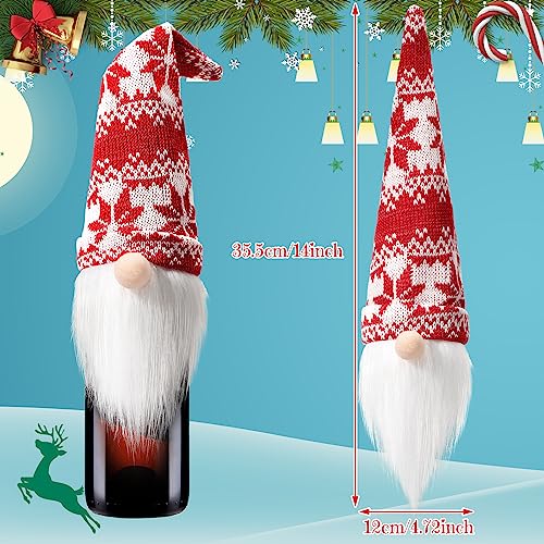 Honeydak 32 Pcs Christmas Gnome Wine Bottle Toppers Knit Hat Party Decor