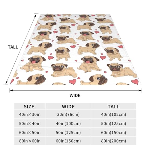 ZFYIPOK Fun Cartoon Pug 80x60 Inch Flannel Fleece Throw Blanket – Travel Cozy Plush