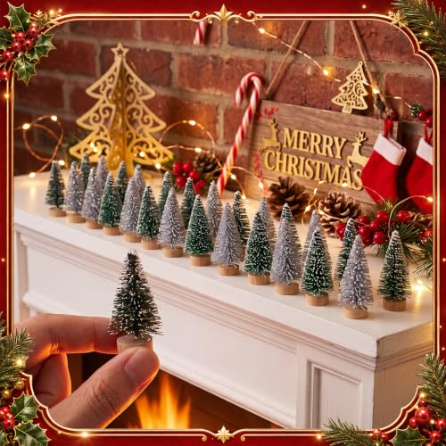 Sumind 48 Pcs Mini Bottle Brush Christmas Trees