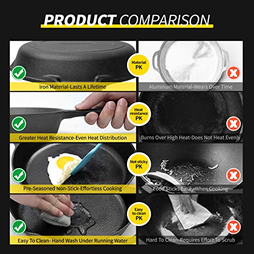 Pre-Seasoned 17-Inch Cast Iron Skillet with Dual Handles for Outdoor Cooking